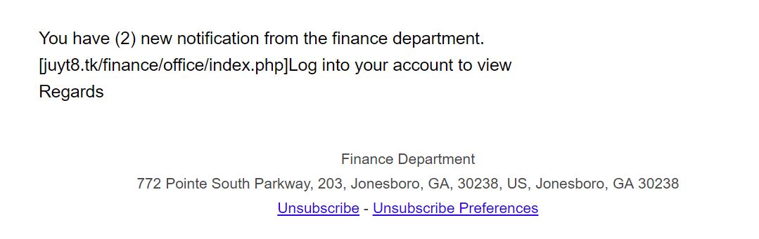 试图获取用户财务信息的电子邮件。